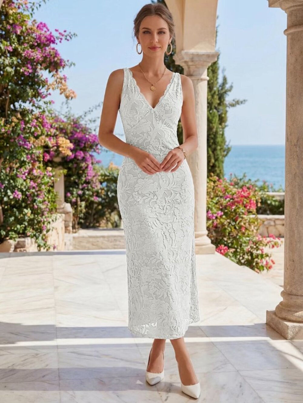 Womens Floral Maxi Dress Cocktail Bridal Dress Size Large NWT
